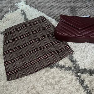 Brown, maroon and tan plaid mini